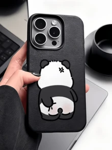 1pc Black Angry Cartoon Panda Minimalist Personalized TPU Anti-Drop Full Coverage Phone Case Compatible With Apple 17 16 15 14 13 12 11 Pro Max Air - Multicolor - View 1