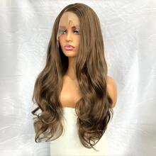 websterwigs Long Brown Wave Wigs For Women Synthetic Hair Side Part Light Brown Curly Natural Wave Brunette 13X4 Lace Front Wig Daily Party, Halloween - Multicolor - View 4