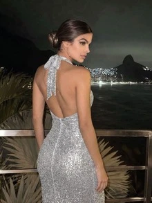 Elegant Romantic Formal Dress, Suitable For Wedding Guest, Graduation, Prom, Party, Stage Performance, Date Night, Fall Women Clothes - Silver - View 4