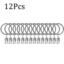 6/9/12/15/18/20Pcs Silver Curtain Rings With Clips, Inner Diameter 2.5cm/0.98inch, Multi-Functional Hooks For Hanging Curtains, Bows And Hats, Suitable For Various Rod Sizes, Perfect For Home Decor - Multicolor - View 17