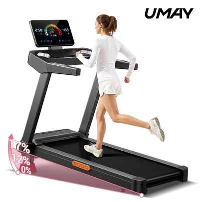 UMAY 4-In-1 Treadmill With 17% Manual Incline, Foldable Home Treadmill With Quiet 3.5 HP Motor, 400 Lbs Capacity