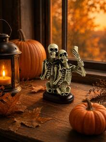 Spooky Skeleton Figurine Decor, Halloween Resin Tabletop Statue With Selfie Pose, Cute Gothic Couple Ornament For Fireplace Mantel, Bookshelf, Entryway Table, Halloween Party Centerpiece And Fall Home Decor - Multiple Styles - View 6