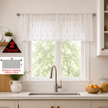 1 pièce ou 2 pièces, rideau transparent minimaliste à pois rose clair avec pompons COSENNATUR, rideau de cuisine, poche à tringle, facile à accrocher, léger et doux, tissu en polyester, utilisation toute saison, lavable, plusieurs tailles et scènes applicables, convient pour la chambre, le salon, la cuisine, la salle à manger, la salle de bain, le bureau, la terrasse extérieure, la chambre de princesse, la décoration de la maison pour la saison des mariages - Rose pâle - Voir 12