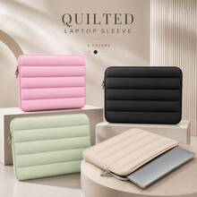 Fluffy Pillow-Style Quilted Laptop Sleeve, Fits 13-Inch, Universal Shock-Proof Plush Tablet Protective Storage Bag, Suitable For IPad, Fashionable Lightweight Digital Storage Bag - View 5