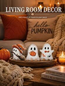 3 Peças Decoração de Mesa de Fantasma de Desenho Animado de Halloween, Decoração de Fantasma Feliz de Halloween para Bandeja em Camadas, Decoração Assustadora e Fofa, Decoração Interna, Adequada para Cozinha, Banheiro, Casa, Suporte de Mesa, Exibição de Mesa, Halloween Vintage, Decoração de Mesa Minimalista (Múltiplos Estilos) - versão vassoura - Visão 2