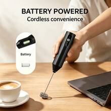 3-Speed Rechargeable Milk Frother, Dual Coil Whisk Coffee Frother Handheld - Portable Hand Frother Wand For Coffee Matcha Cappuccino & Hot Chocolate, Kitchen Gift Set - Black - View 8