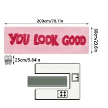 1pc Minimalist Solid Pink Faux Cashmere Letter Print Floor Mat, Soft Absorbent Machine Washable Kitchen Rug, Fresh Entrance Mat, Rectangular Low Pile Holiday Home Decor Mat, Suitable For Living Room, Bedroom, Kitchen, Laundry Room - Baby Pink - View 13