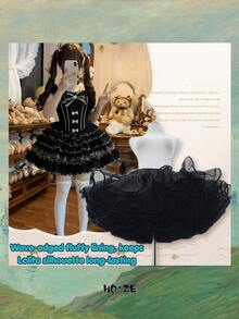 1 pc Rok Dalam Puff Lolita Mesh Berlapis Bulu 45 cm, Kostum Natal, Serbaguna untuk Pertunjukan Panggung - beraneka warna - View 4