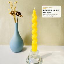 1盒3支扭曲螺旋錐形蠟燭，18cm/7.1in，底徑2cm，無煙不滴蠟，無香裝飾晚餐蠟燭，適用於婚禮、桌飾與居家裝飾 - 黃色 - 查看 10