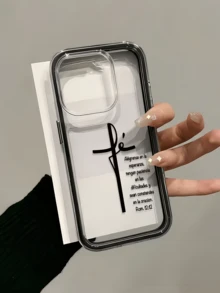 1件裝黑色十字架與禱告 2合1 極簡個性化 TPU 防摔全包覆手機殼，適用於 Apple 17 16 15 14 13 12 11 Pro Max Air - 彩色 - 查看 3