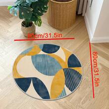 1pc Modern Round Area Rug - Navy Blue, Mustard Yellow, Beige Geometric Pattern Decorative Carpet, Suitable For Decorative Mat, Bedroom Decor, Living Room Carpet, Outdoor Rug, Machine Washable Carpet, Home Decor - Multicolor - View 14