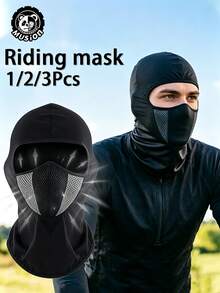 Musion 1/2/3PCS Breathable Mesh Balaclava Full Face Cover, Windproof Quick‑Dry Cycling Helmet Liner Hood For Outdoor Sports Motorcycle Riding - Multicolor - View 1