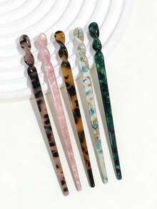 1PC Korean-Style Acetate Hair Stick, Minimalist Vintage Updo Hairpin, Versatile Daily Hair Accessory, Modern Simple Hair Stick For Women - Multicolor - View 4