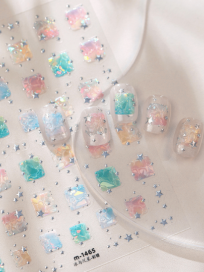 1pc Jelly Cup Summer Candy Style Ice Nail Art Stickers, Sweet Girl Dreamy Star Clear Nail Decals, Self-Adhesive Nail Decoration DIY Nail Accessories