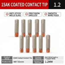 15AK14AK European Style MIG Welding Gun Universal Coated Conductive Nozzle Non-Stick Slag 0.8mm;1.0mm;1.2mm 10pcs/Pack - 15AK Conductive Tip (10-pack) - View 8