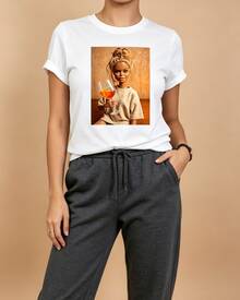 Women's Vintage Spring-Summer Collection Round Neck Funny Print Versatile T-Shirt, Suitable For Shopping Trips, Dates And Summer Holidays. - style 1 - 查看 7