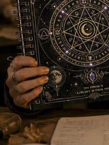 Magic Vintage Dark Gold Hexagram Magic Circle A5 Metal Spiral Notebook, Suitable For Tarot Inspiration Recording, Occult Journaling, Fantasy Novel Material Excerpts, Student Classroom Notes, Gothic Home Desk Decor, Halloween Themed Gifts, Niche Creative Collection, Offline Subculture Community Events - A5 - View 8