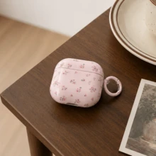 Fashion Creative Pink Floral Earphone Case With Hanging Ring For Airpods 4th Gen Cute Earphone Cover Apple 2nd Gen 3rd Gen New Protective Case Pendant Airpodspro 3 Korean Style Earphone Case Pro 2 Girls Earphone Case Protective Cover Spring Summer Earphone Case Birthday Gift Holiday Gift - Baby Pink - View 8