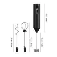 3-Speed Rechargeable Milk Frother, Dual Coil Whisk Coffee Frother Handheld - Portable Hand Frother Wand For Coffee Matcha Cappuccino & Hot Chocolate, Kitchen Gift Set - Black - View 2