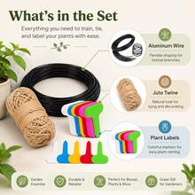 Bonsai Training Kit, Aluminum Wire Roll + Jute Rope + 50 Colorful Plant Labels, Gardening Plant Shaping Tool Set - Garden Tools - View 3