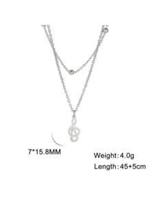LIKGREAT 1pc Women's Fashion Stainless Steel Double Layer Y-Shaped Musical Note Necklace, Minimalist Music Symbol Pendant, Adjustable Collarbone Chain, Niche INS Style Versatile Accessory - Music Series - View 21