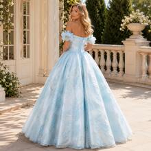 Women's Cocktail Dress Sky Blue Off Shoulder Ball Gown Puffy Sleeve Princess Prom Evening Dress Quinceanera Formal Gown,Birthday Parties, Banquets - Sky Blue - View 2