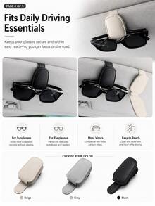 1pc Universal Car Sun Visor Glasses Holder, PVC Material, Car Glasses Storage Rack, Interior Accessory, Glasses Storage Holder - Multicolor - View 5
