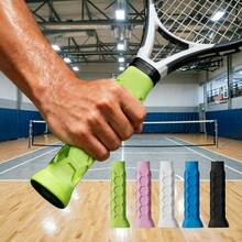 Non-Slip Silicone Tennis Racket Grip Cover, Shock-Absorbing Honeycomb Grip Sleeve, Enhanced Control And Comfort - Multicolor - View 1