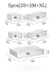 10/7/6/5/1pc Drawer/Desktop Cosmetic Storage Box, PET Material, Suitable For Organizing Office Supplies, Hair Accessories, Cosmetics, Beauty Products, Tableware, Daily Necessities, Jewelry, Home Decor And Bathroom Supplies - Clear - View 21