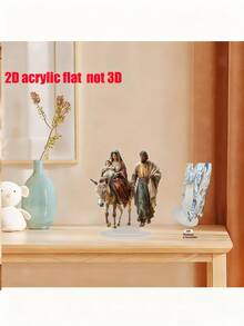 聖誕馬槽場景壓克力桌面立牌，復古聖誕居家裝飾，桌面裝飾品，節日客廳裝飾，場景布置擺件，2D平面壓克力 - 聖家逃亡埃及 - 查看 4