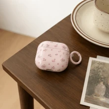 Fashion Creative Pink Floral Earphone Case With Hanging Ring For Airpods 4th Gen Cute Earphone Cover Apple 2nd Gen 3rd Gen New Protective Case Pendant Airpodspro 3 Korean Style Earphone Case Pro 2 Girls Earphone Case Protective Cover Spring Summer Earphone Case Birthday Gift Holiday Gift - Baby Pink - View 9
