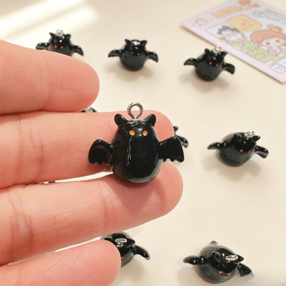 10pcs Halloween 3D Bat Charms, Resin Jewelry Making Accessories, Pendants, Earrings, Necklace, Bracelet, Bag Charms, Creative Gift Parts