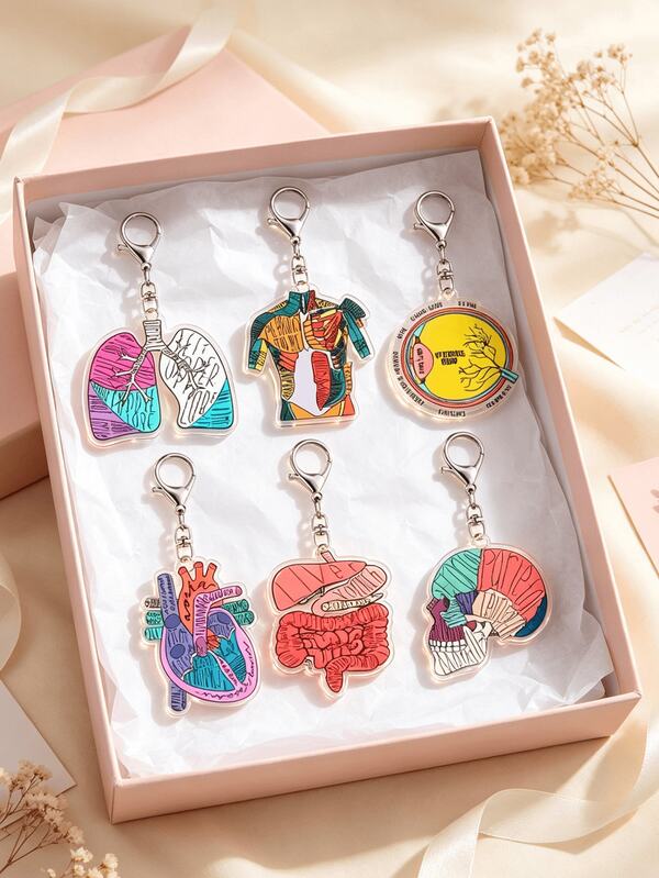 Anatomical Heart Keychain Acrylic,Nurse Bag Charm With Labeled Parts,Gift For Medical Students Doctors