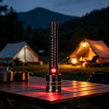 1pc High Power LED Flashlight, USB Rechargeable, Powerful Tactical Flashlight, Ultra Long Range, Strong Light Illumination, Outdoor Fishing Light - Black - View 6