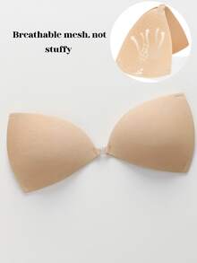 2/1 Pair Of Women's Invisible Strapless Sticky Bra, Fashionable Solid Color Push-Up Bra, Suitable For Parties, Weddings, Dresses Or Daily Use - Apricot - View 7