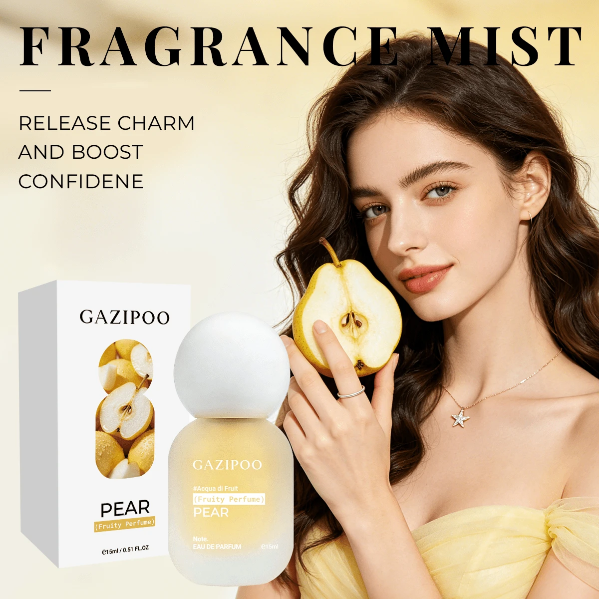 GAZIPOO Perfume Spray Frutado Floral 15ML, Manga/Uva/Cereja/Maçã Verde/Pera Múltiplos Aromas, Fragrância Corporal Portátil de Longa Duração para Trabalho, Estudo, Encontro, Jantar, Presente Ideal de Festival para Mulheres - sabor de pera - Visão 1