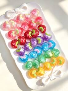 10pcs Cute Pearlescent Colorful Heart-Shaped Strawberry Beads, DIY Jewelry Making Decorative Beads, Can Be Used For Earrings, Necklaces, Phone Chains, Bag Charms, Keychains, Women's Jewelry Making Beads - Pearlescent Heart-shaped Strawberry Beads - View 5