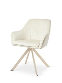 Goeurvant Modern Grid-Stitched Upholstered 360° Swivel Dining Chairs With Armrests And Removable Cushion For Dining Room, Living Room, Office - Set Of 2 / Set Of 4 / Set Of 6-Cream/Textured Fabric - /Chenille - View 9