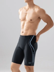 361degree 361° Men's Sports Competition Swim Trunks, Tech Line Colorblock, Fashionable And Eye-Catching, Adjustable Waist Drawstring, Suitable For Swimming, Surfing, Beach - Black - View 3