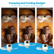 A Portable USB Charging Hanging Fan With Built-In Light,Featuring 4-Speed Wind Adjustment And 3-Level Brightness Regulation, Remote Control And Timing Functions. It Is Suitable For Camping Tents, Dormitories, Bedrooms, Gazebos And Travel. - USB + With Remote Control - View 4