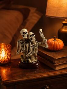Spooky Skeleton Figurine Decor, Halloween Resin Tabletop Statue With Selfie Pose, Cute Gothic Couple Ornament For Fireplace Mantel, Bookshelf, Entryway Table, Halloween Party Centerpiece And Fall Home Decor - Multiple Styles - View 4