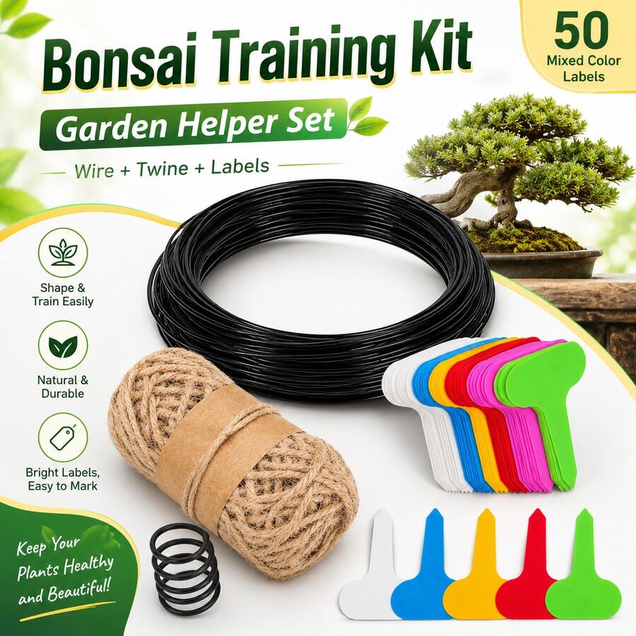 Bonsai Training Kit, Aluminum Wire Roll + Jute Rope + 50 Colorful Plant Labels, Gardening Plant Shaping Tool Set - Garden Tools - View 1