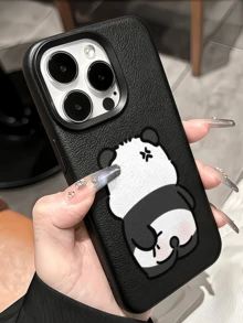 1pc Black Angry Cartoon Panda Minimalist Personalized TPU Anti-Drop Full Coverage Phone Case Compatible With Apple 17 16 15 14 13 12 11 Pro Max Air - Multicolor - View 2