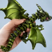 1pc New 3D Printed Double-Horned Dragon Toy, Flexible Multi-Joint Laser Gradient Color Figurine, Ideal Surprise Gift For Birthday, Christmas, Halloween, Easter And Gamers - Multicolor - View 12