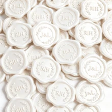 50pcs Flower Shaped Wax Seal Stickers, Customizable Logo Wax Seal Stickers, Handmade Wax Seal Stickers Suitable For Wedding Invitations, Self-Adhesive Envelope Wax Seal Stickers, Stickers For Laptop - Flower - View 3