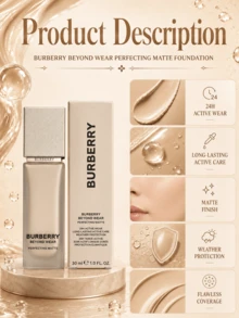 Burberry Bobbery Foundation C20 (Ukuran Penuh 30ml, Sampel 5ml), Pengontrol Minyak Tahan Lama 24 Jam, Perlindungan Matahari, Penutup Noda, Hasil Akhir Matte Alami, Pengontrol Minyak, Cocok untuk Kulit Berminyak dan Kombinasi - Abad ke-20 - View 8