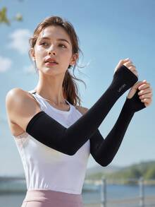 5 Pairs Ice Silk Sun Protection Arm Sleeves With Thumb Hole, UV Protection Cooling Arm Covers, Breathable Thin Driving Cycling Outdoor Sun Protection Sleeves, Unisex, Multiple Colors Available - One Size - View 9