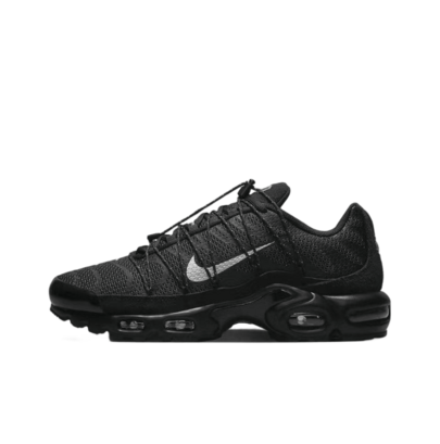 Nike Air Max Plus TN Men's Sneakers, Triple Black Mesh & Synthetic Upper, Silver Swoosh, Tuned Air Cushion, Rubber Outsole, Chunky Streetwear Trainers For Young Men, Casual Daily/Gym/Urban Wear, Clean Fit, All Day Comfort
