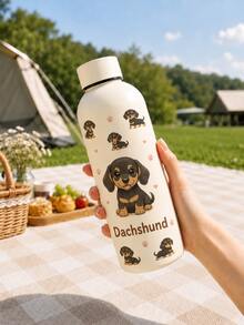 1pc 500ML/17oz Puppy Series Water Cup, Double-Wall Stainless Steel Insulated Cup, Cold-Preserving Cup, Vacuum Flask And Thermal Bottle, Travel And Outdoor Use Cup, Gym And Outdoor Sports Cup, Coffee Cup, Flat Bottom Cup, Car Cup, Winter And Summer Drinkware, Back To School, Birthday Gift, Holiday Gift Design, Suitable For Graduation, Travel, Camping, Birthday, Dorm, Summer, Anniversary, Gift, Living Room, Kitchen Essential, Cup - View 7