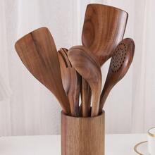 8 pièces Ensemble D'Ustensiles De Cuisine En Bois - Tabac - Voir 1